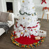 Handmade Felt Wool Christmas Tree Skirt - Multicolor Fringe Border on Red - 51" - ARCADIA HOME
